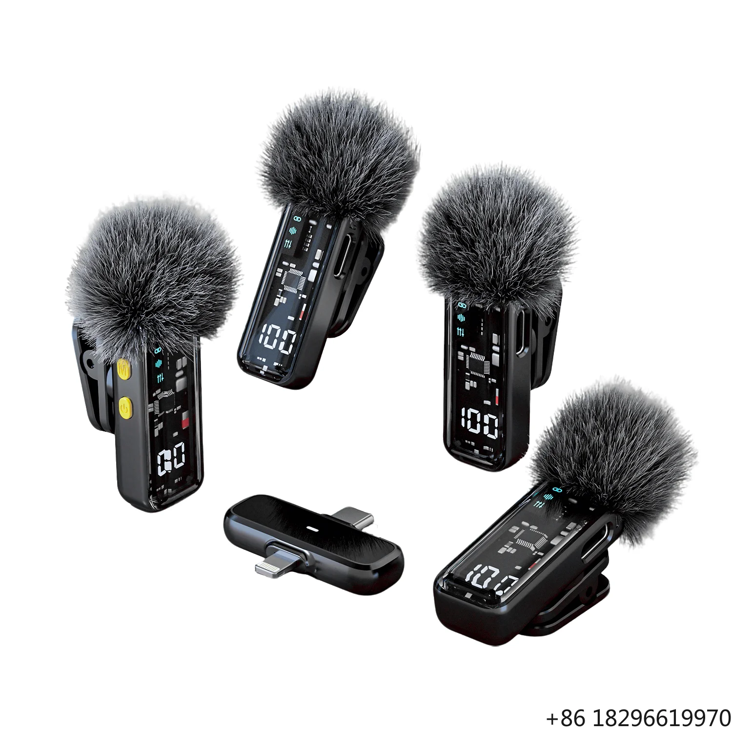 

4 Mic Omnidirectional Wireless Lavalier Microphone Phone Live Stream Studio Video Recording Portable Mic