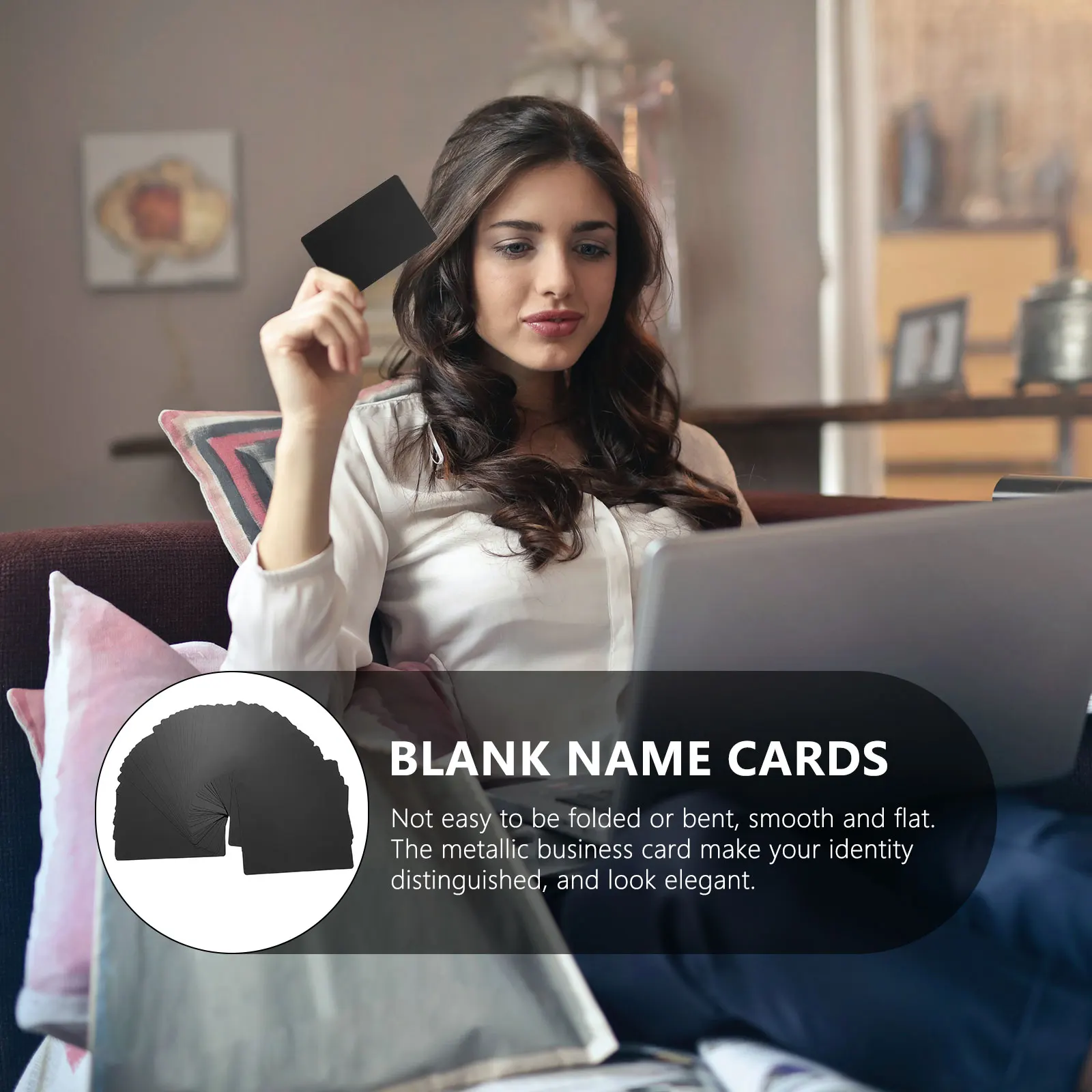 

50Pcs Aluminum Alloy Metal Business Cards Blank Smooth Sheets for Engraving Machine Heat Transfer Sublimation Business Name