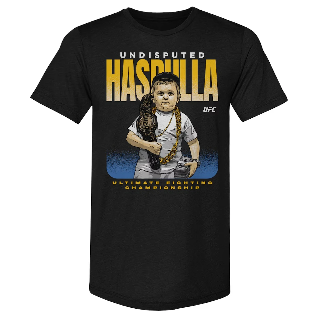 

ММА Hasbulla Undisputed Pose Match Графическая хлопковая футболка Воздушно-гладкая Harajuku Негабаритная повседневная спортивная тренировочная футболка для повседневного ношения