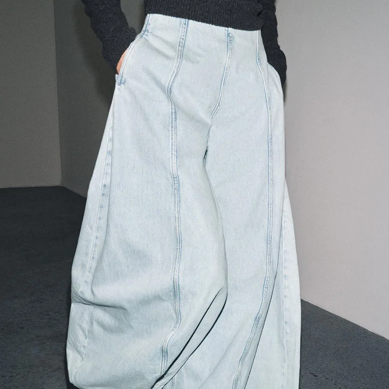 Otoño nuevas mujeres sueltas de cintura alta globo Denim Jeans versátil cómodo ajuste señoras Premium Quali pantalones vaqueros de cintura alta