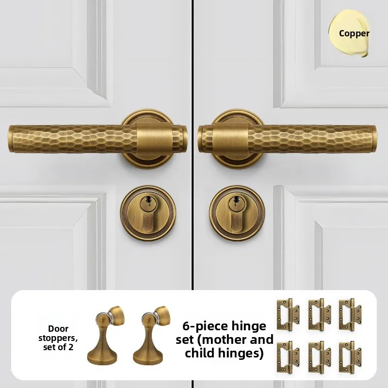 High End Lock Universal Household Bedroom Office Living Room Solid Wood Double Door Lock Set (including Hinge Door Stopper)