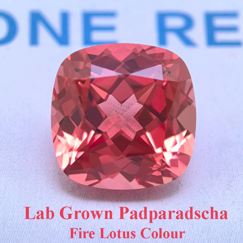 

Lab Grown Padparadscha Square Cushion Fire Lotus Colour VVS1 Charms Beads Diy Jewelry Making Material Selectable AGL Certificate