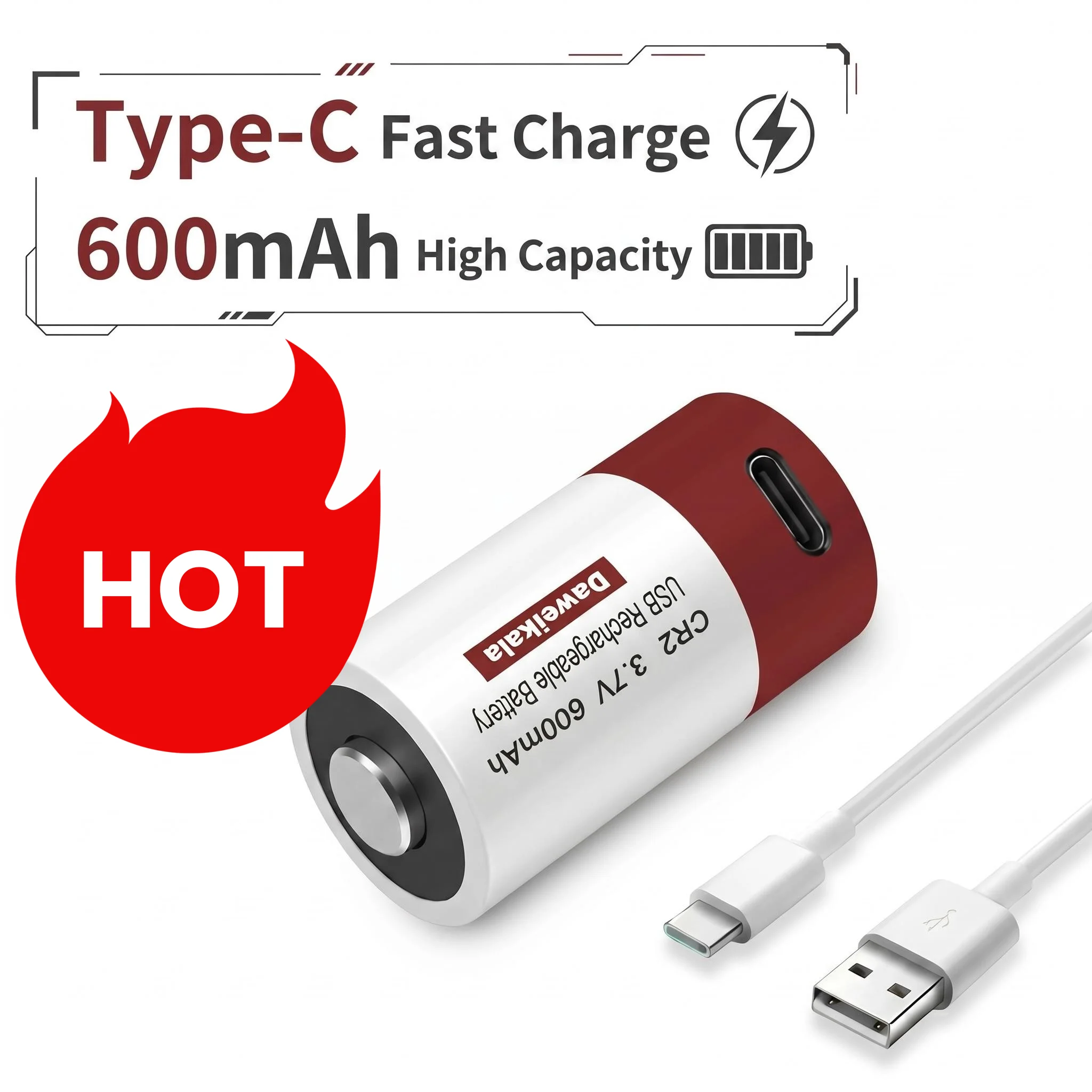 

Rechargeable CR2 Battery 3.7V Li-ion, High Power 900mAh for Disc Brake Lock, Replacement for Alkaline Dry Cell Batteries