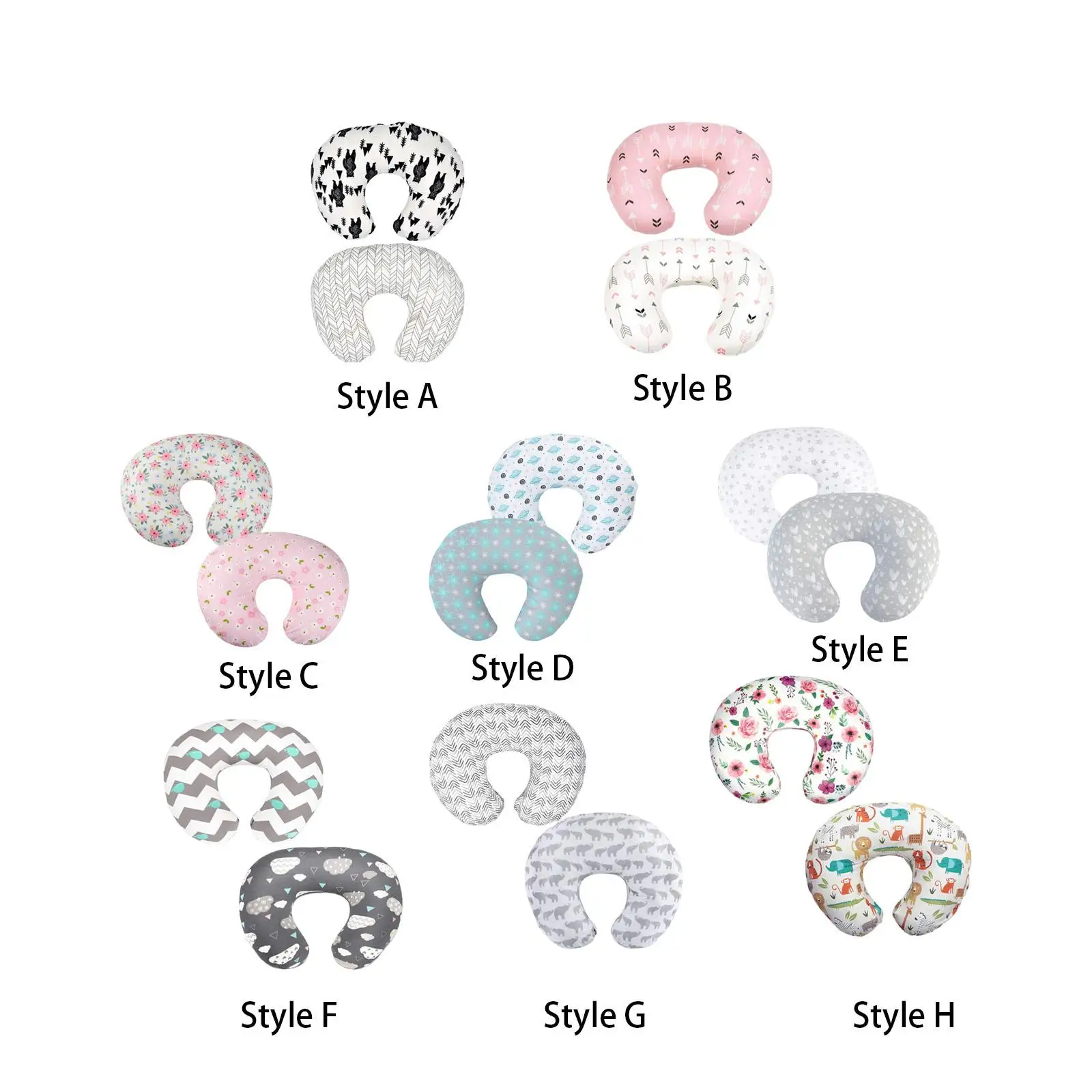 قطعتان من غطاء وسادة الرضع قابل للغسل وسهل الاستخدام على شكل حرف U غطاء وسادة ناعم ومريح للرضاعة الطبيعية للطفل #1