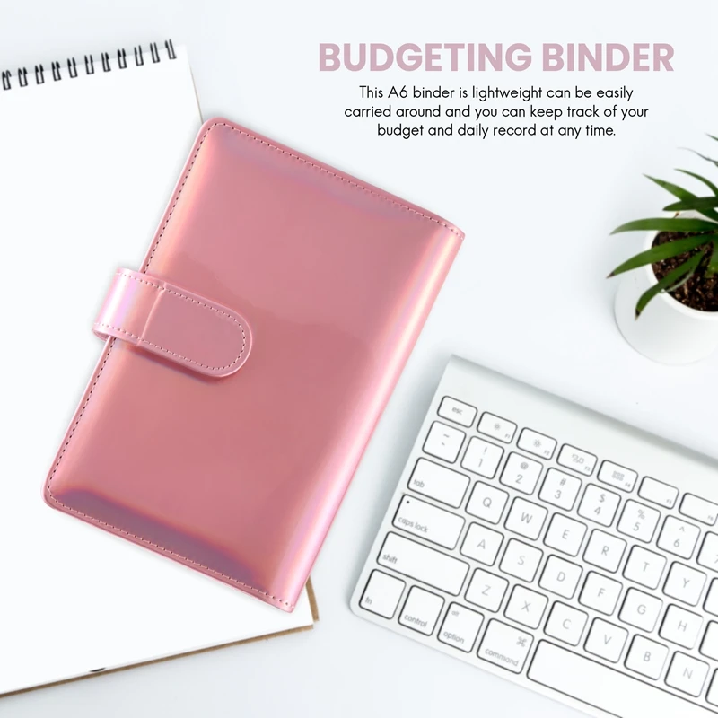 Budget Binder A6 Ring Binder Notebook With Clear Cash Envelope For Cash Stuffing Money Organiser With Label Stickers