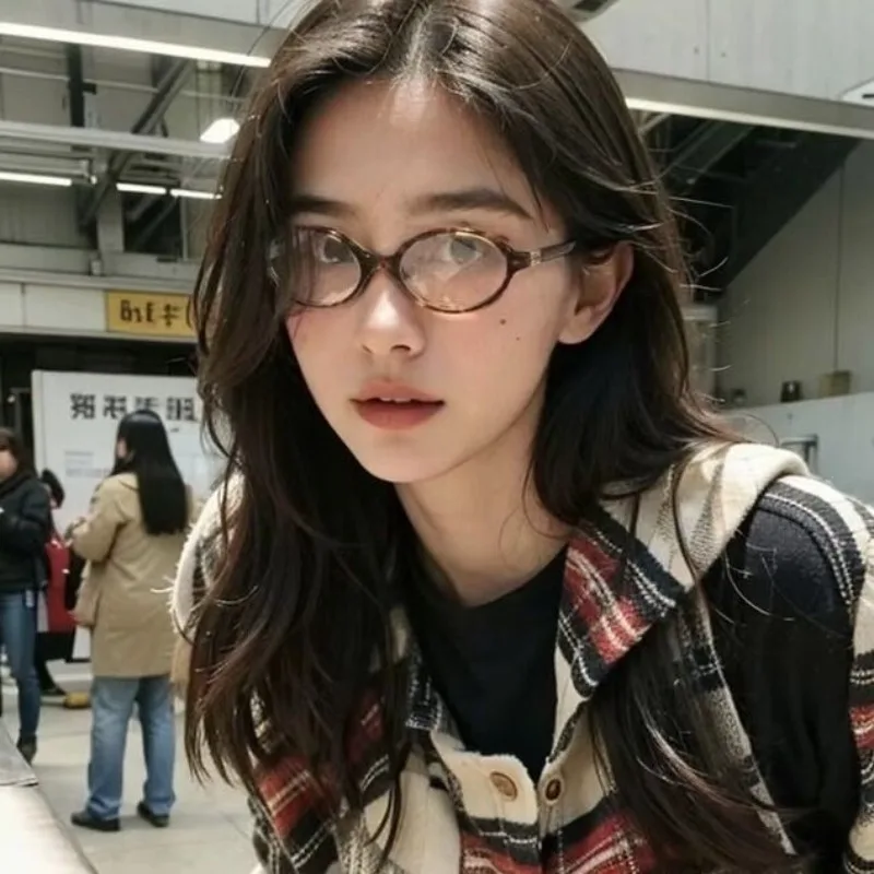 패션 작은 타원형 레오파드 선글라스 여성 사랑스러운 Ins 메이크업 없음 안티 블루 라이트... - 2