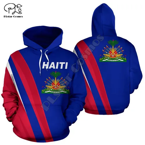 Tessffel Country Emblem Flag Caribbean Sea Haiti Island Retro Pullover Men/Women Tracksuit Jacket 3Dprint Streetwear Hoodies A12