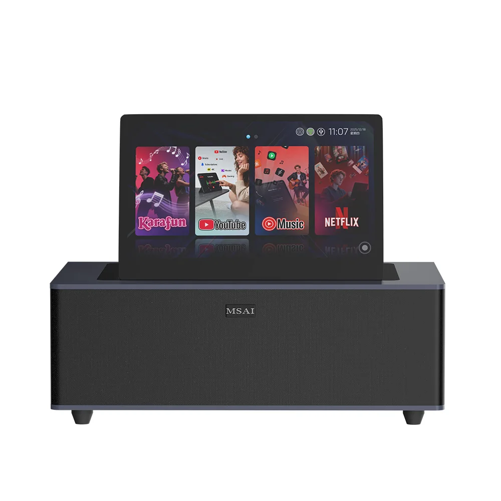 Cross-border  for Wooden Karaoke Speaker Multi-Language Support Smart Voice Assistant Foreign System Home KTV Dual
