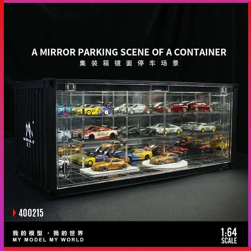 boite-de-presentation-anti-poussiere-pour-modeles-de-voitures-reduites-1-64-avec-eclairage-et-miroir-pour-scenes-de-stationnement-type-conteneur