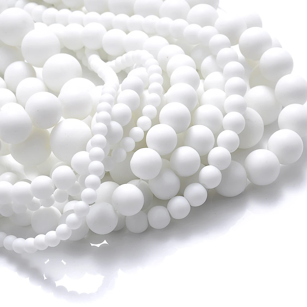 White Matte Stone Beads Round Loose Spacer Beads for Jewelry Making DIY Bracelet Necklace Accessories 4/6/8/10/12MM