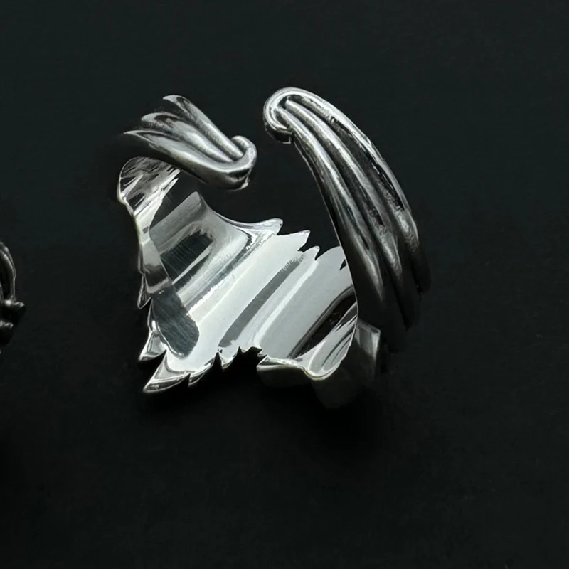 Thai Silver Wings Ring for Men Vintage Personalized Index Finger Jewelry Light Luxury High End Feeling Rings KOFSAC