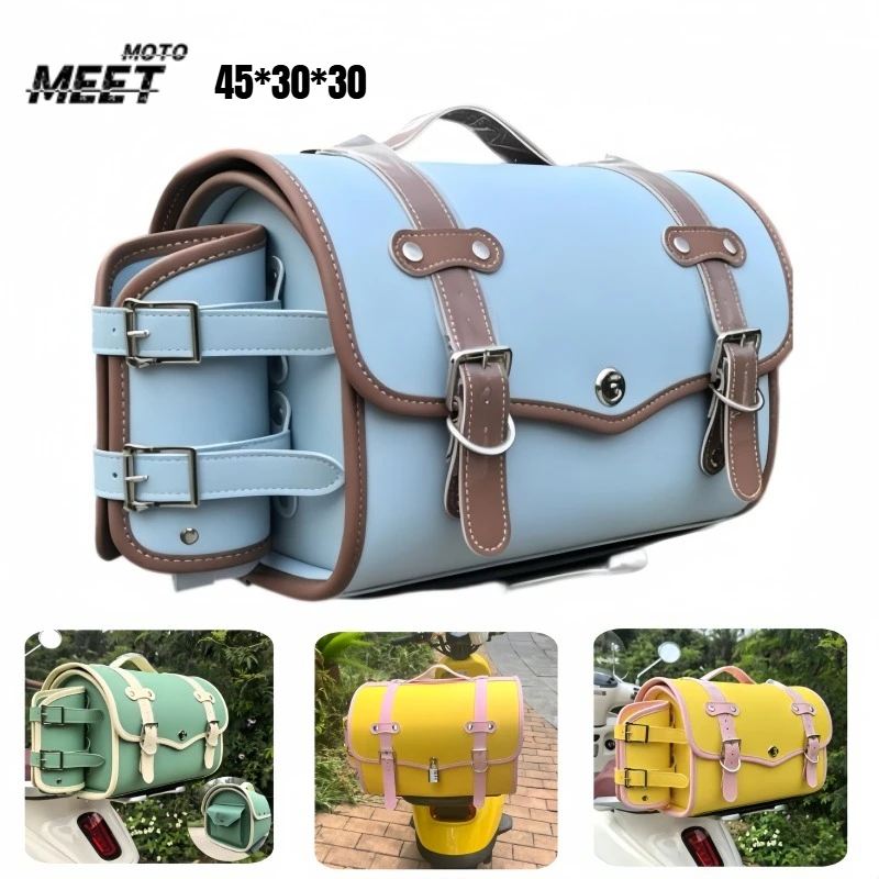 Motorcycle Rear Seat Luggage Bag, Waterproof Retro Hanging Tail Pack for Wuyang Honda NWF125 Modified Trunk