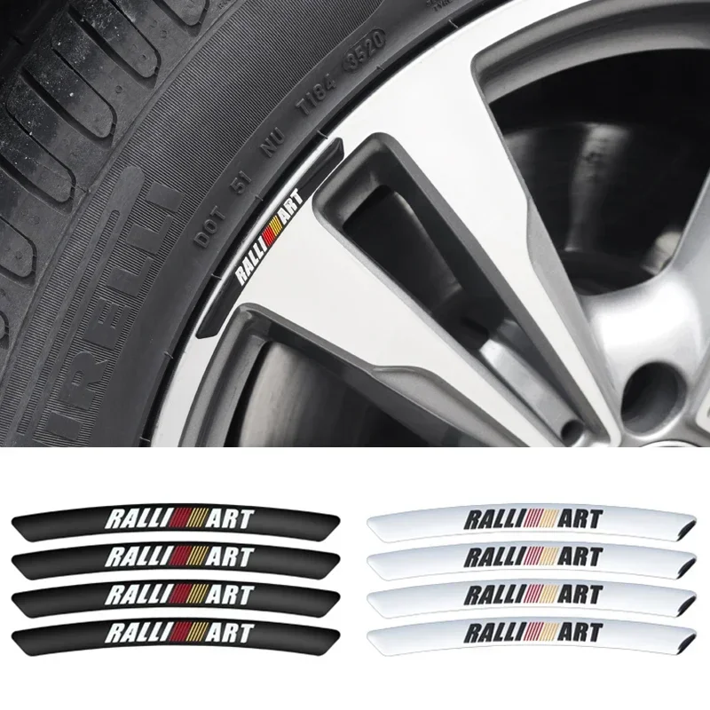 4pcs Car Wheel Edge Sticker Hub Side Strip for Mitsubishi RALLIART Lancer Ex Mirage V33 G4 OTO ASX L300 Montero Eclipse L200 EVO