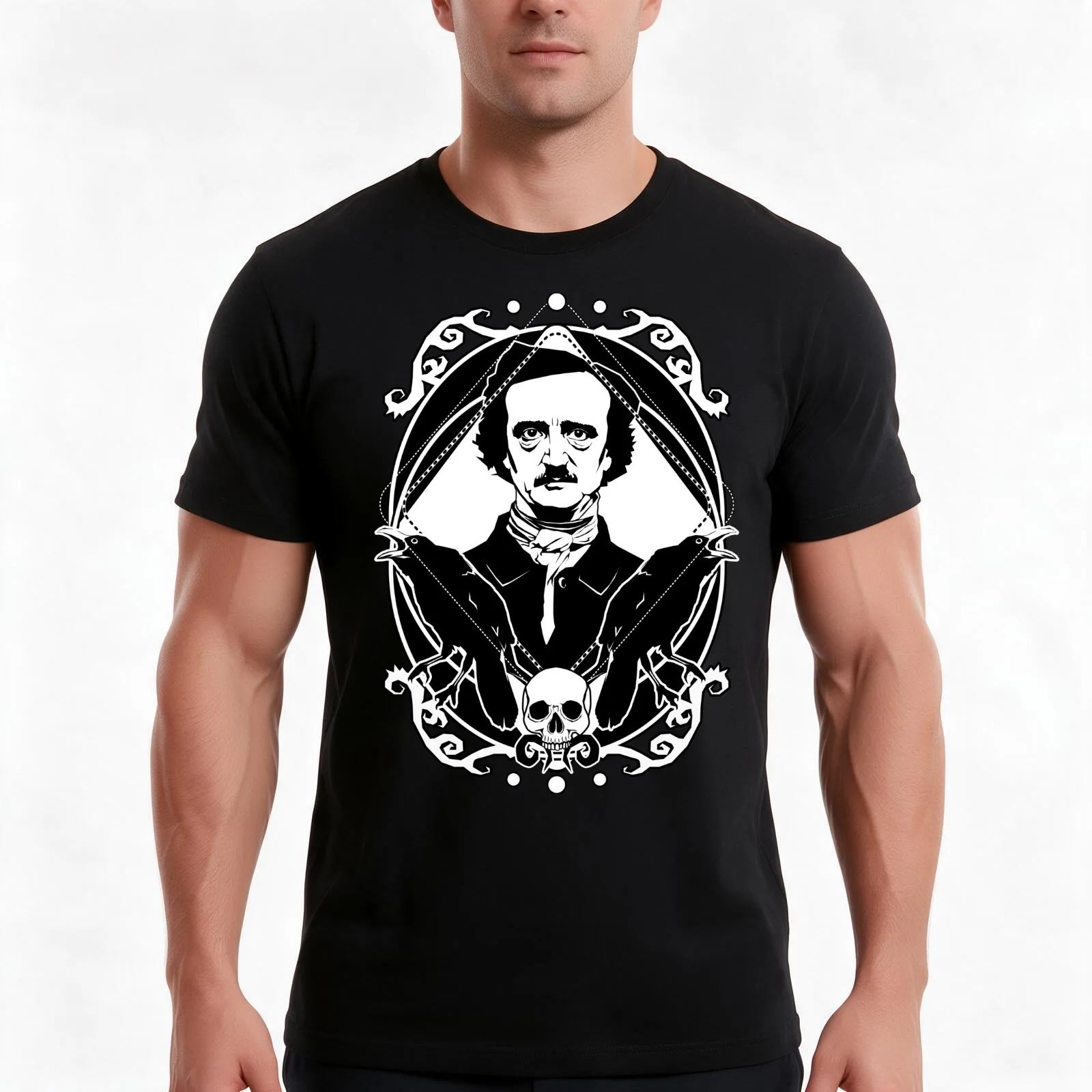 Edgar Allan Poe - The king of macabre T-Shirt, Summer Casual Cotton Tee, Oversized Streetwear Tops, Vintage Graphic Print