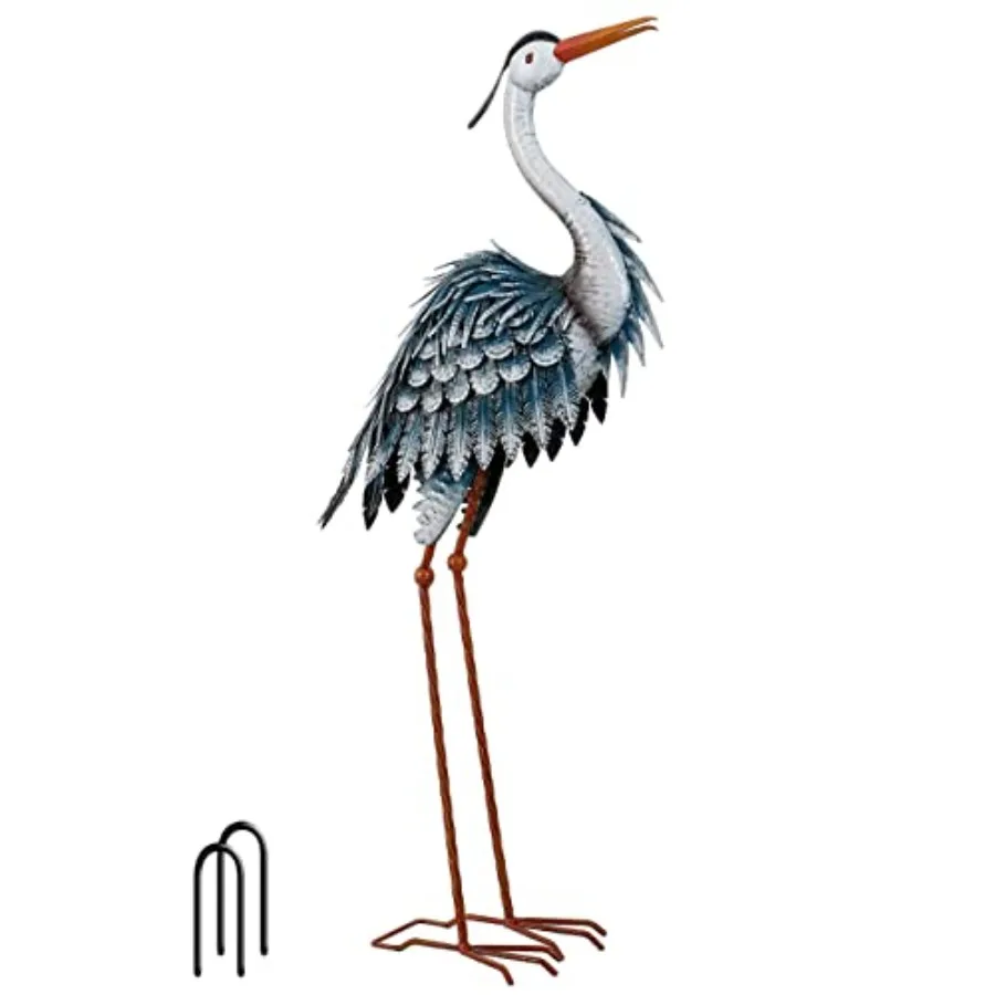 

Garden Decor Blue Heron Sculptures and Statues24.5" Coastal Metal Heron Decoy for Outdoor Outside Vivid Bird Metal Yard Art Cra