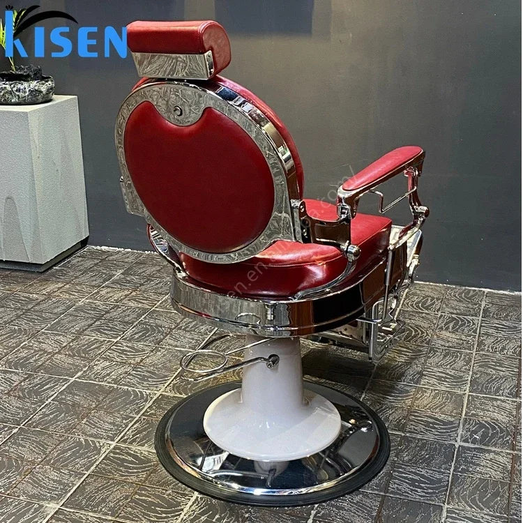 Kisen hair beauty salon barbershop furniture high quality luxury vintage hair facial rose gold metal black barber chair for sale