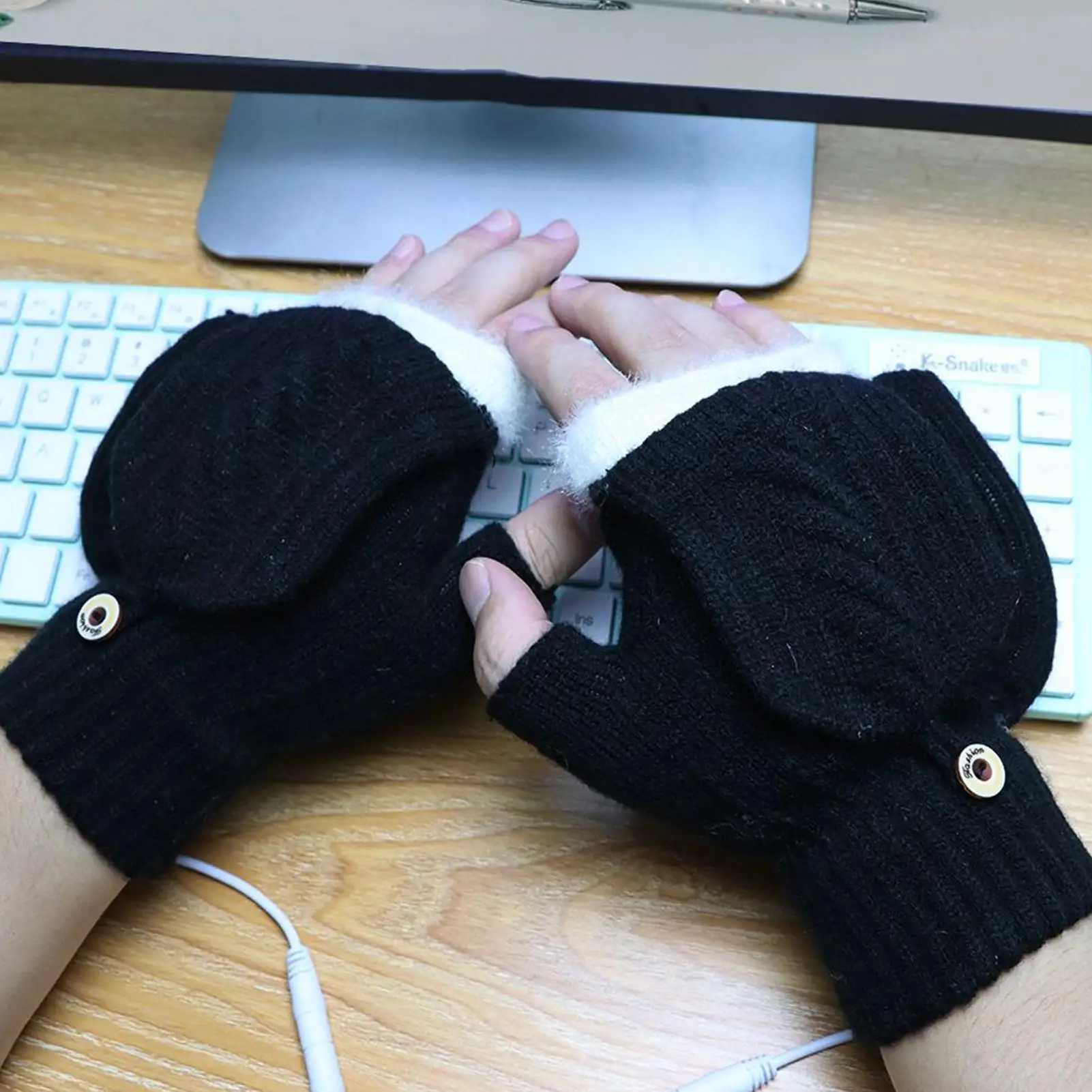 Guanti riscaldati Guanti riscaldati USB Guanti termici lavabili per campeggio invernale Sci Tempo freddo Ufficio ciclistico per interni ed esterni