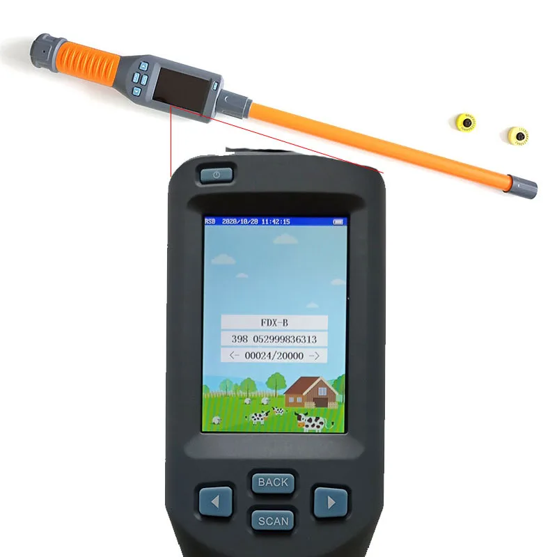 RFID Ear Tag Scanner Long Distance Stick Reader or Cattle Sheep FDX-B Handheld Reader