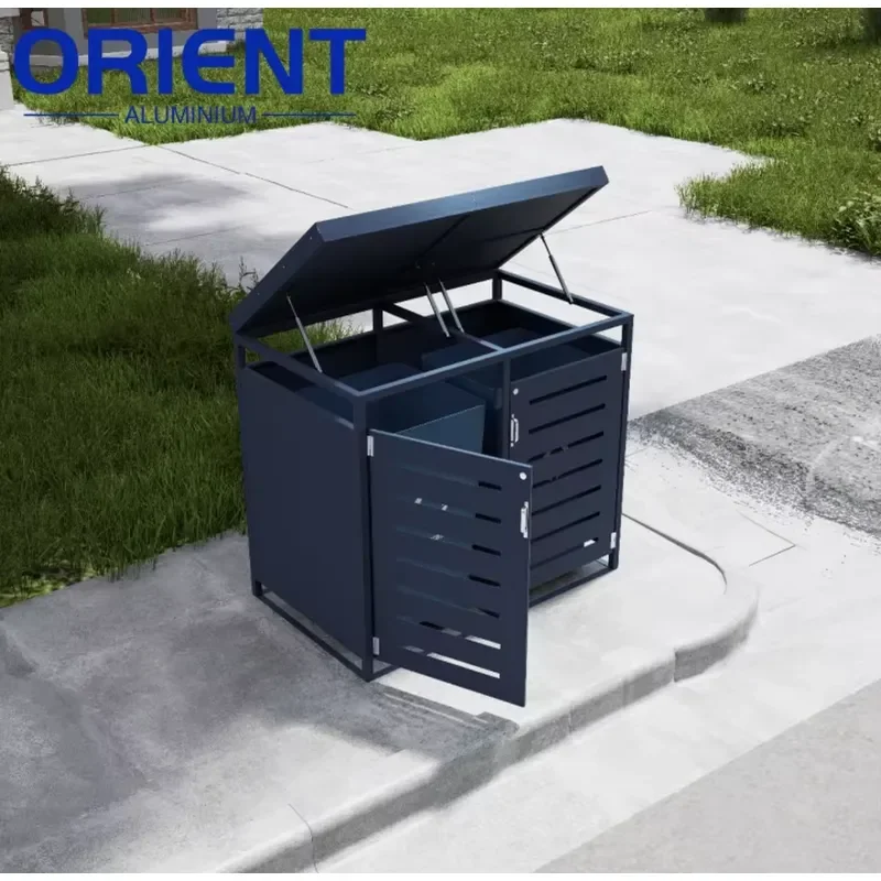 Aluminum Outdoor Trash Can Open Top Compost Bin for Kitchen Waste Storage Durable Metal Garbage Container Large Capacity Open