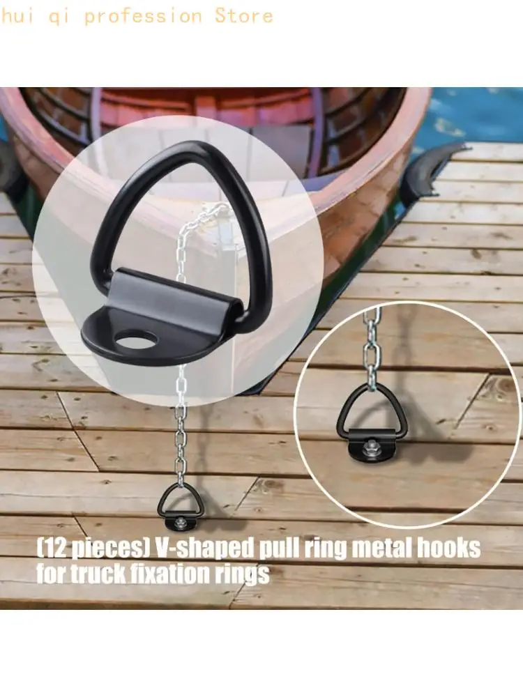 Cargo Securing V Tie Down Hardware 12 Pack Steel Lashing Parts with Bolt On Mounting Plate for Trailer Truck Load and Boat Tie