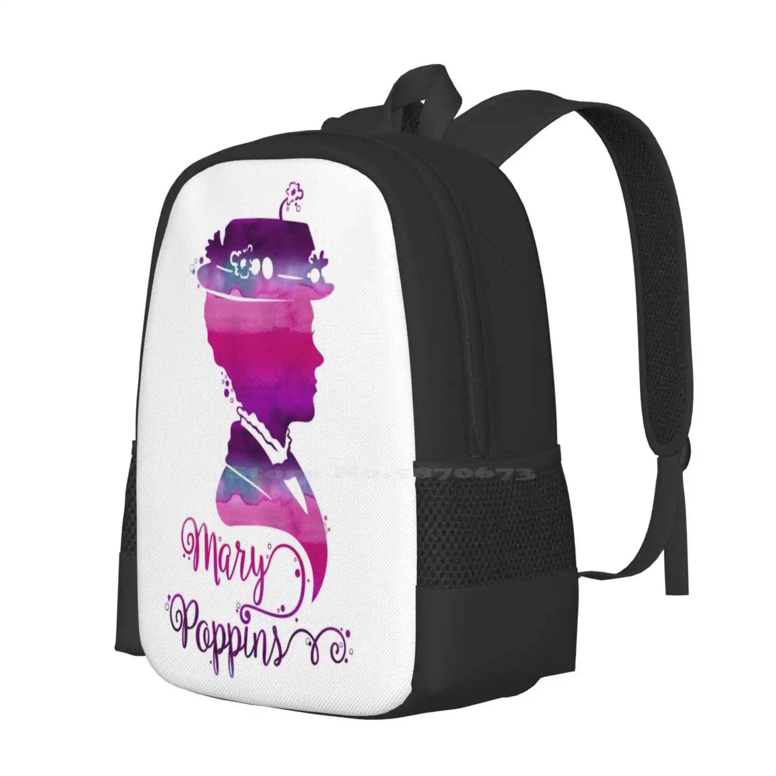 Fashion Pattern Design Travel Laptop School Backpack Bag Portrait Silhouette Silhouette Julie Andrews Musical Watercolor