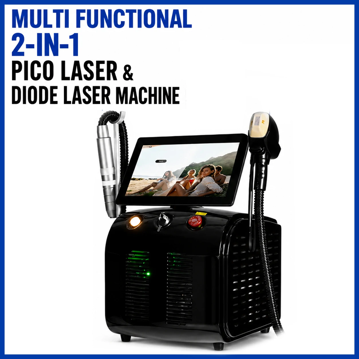 Multi Functional 2-in-1 Pico Laser Tattoo Pigment Removal Ice Titanium Diode Laser Skin Rejuvenation Hair Removal Machine