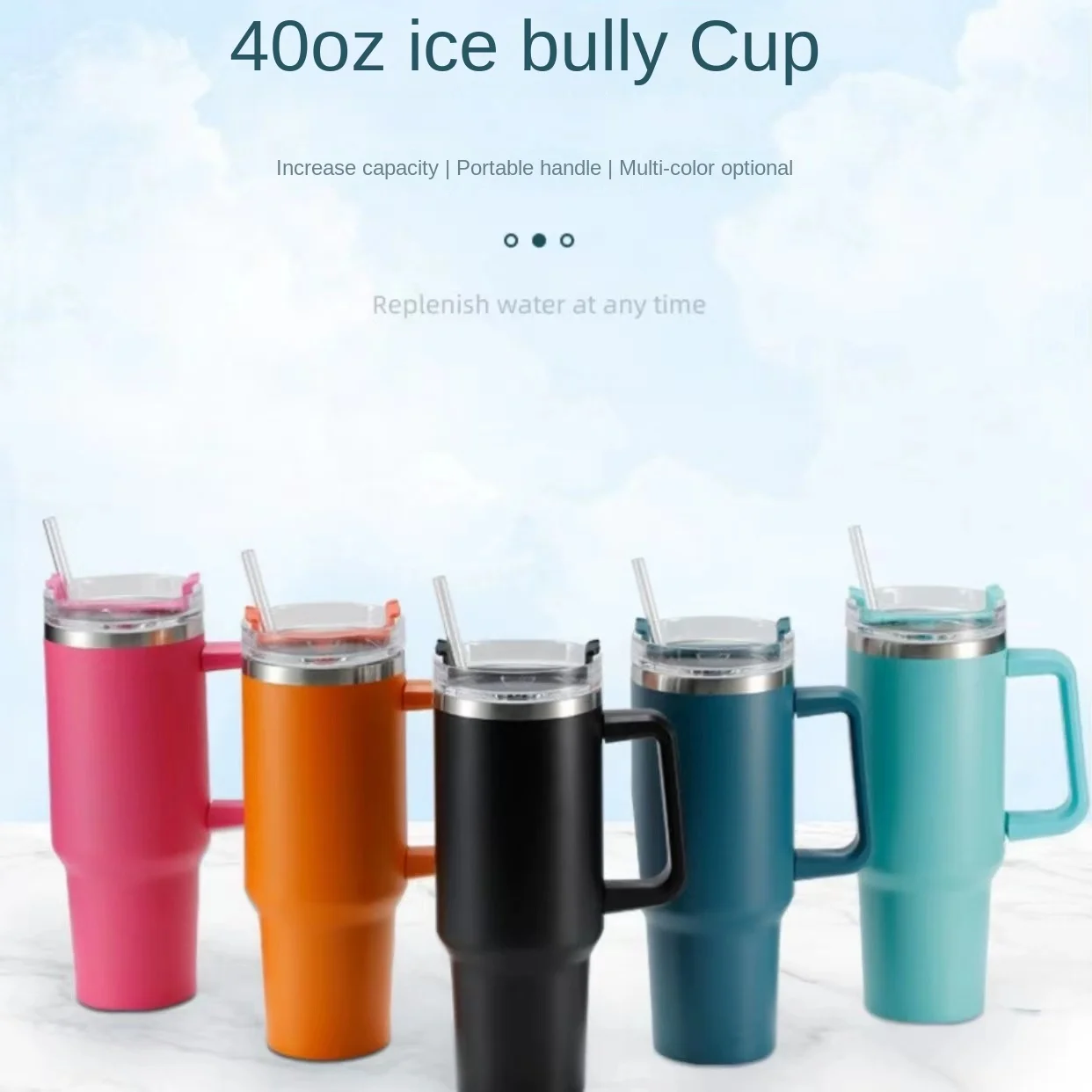 

New 40oz handle ice master cup large capacity straw cup double vacuum 304 stainless steel insulation cold preservation portable