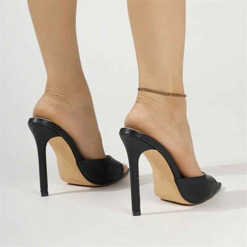 Sexy Leopard Print Women Slippers High Heel Sandals Summer Peep Toe Party Shoes Fashion Ladies Pumps Big Size Women Shoes 2024