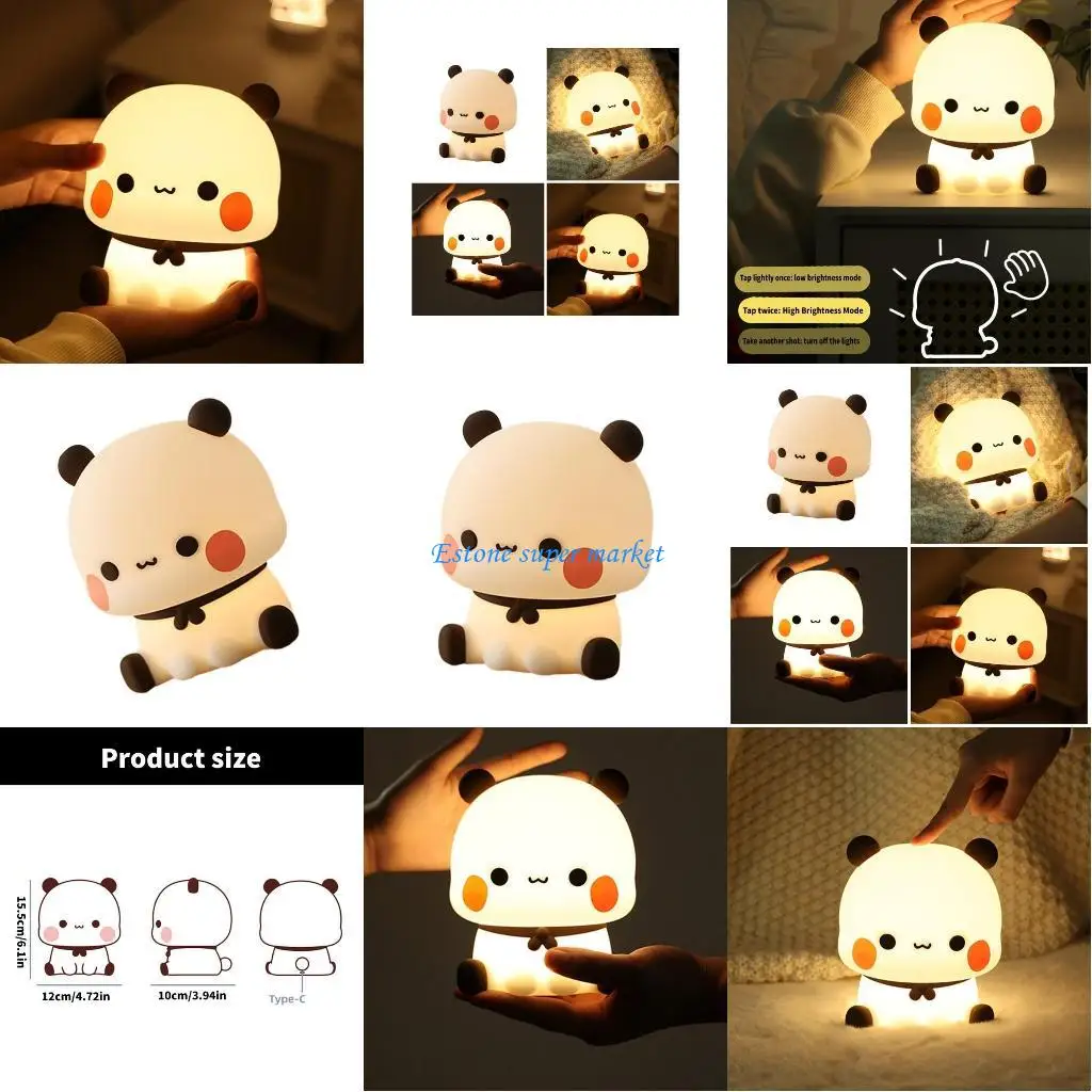 

090B USB Rechargeable Panda Night Light Silicone Night Lamp For Comfort Atmospheres