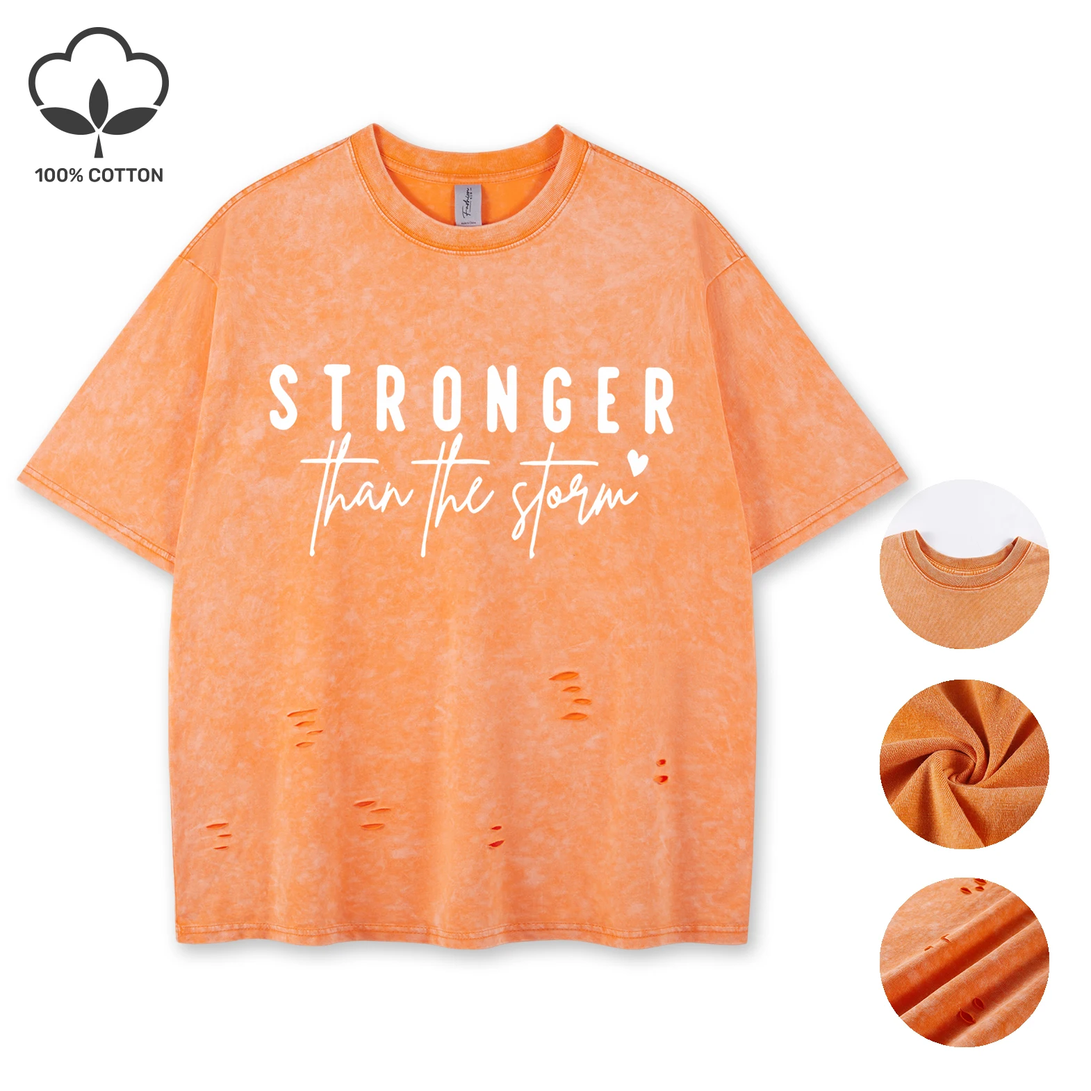 

Футболка Stronger Than The Storm с принтом в стиле ретро, женские хлопковые футболки унисекс с отверстиями, мягкая дышащая стираная мягкая одежда