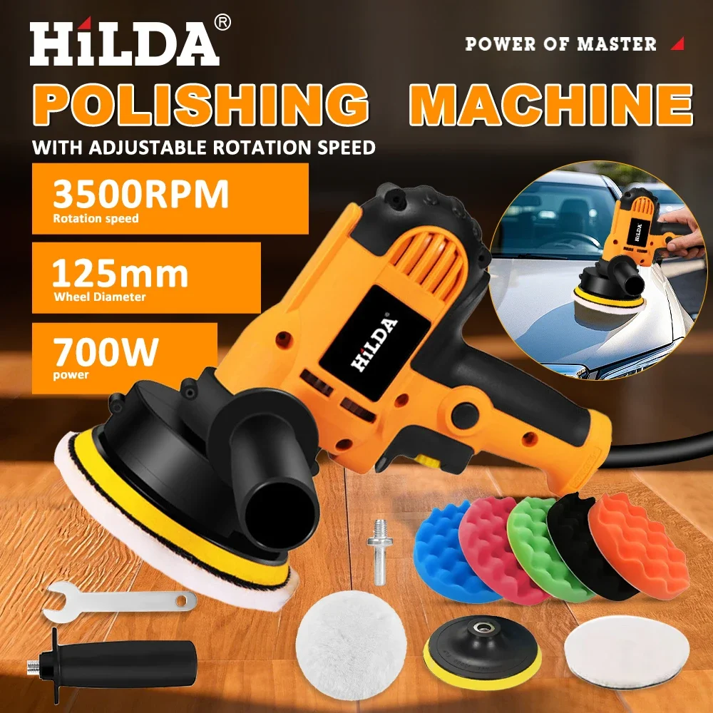 HILDA Car Polisher Electric Car Beauty Waxing Machine Automotive Polishing Scratch Repair Adjustable Speed Sanding Waxing Tools
