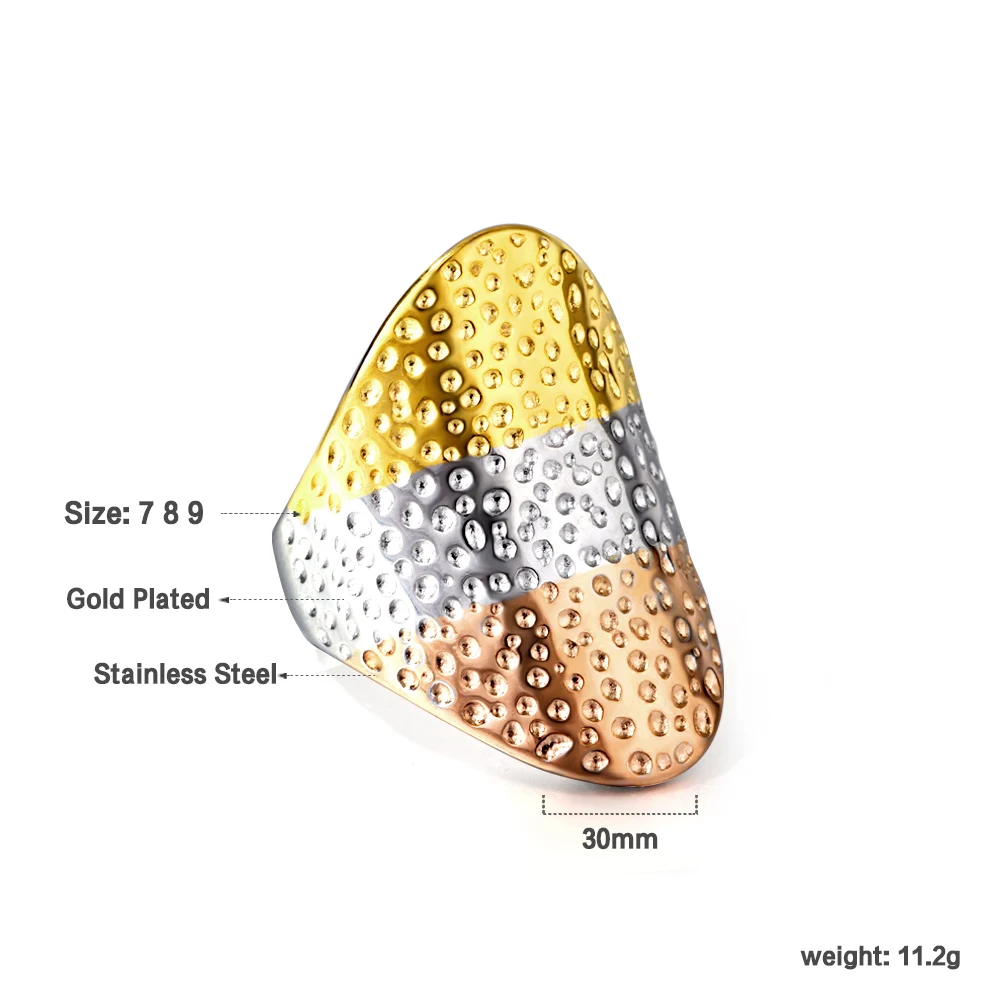 LUXUSTEEL 2023 New Stainless Steel Mixed 3 Colors Rings For Women Men Hollow Striped Colorful Wedding Finger Jewelry Accessories