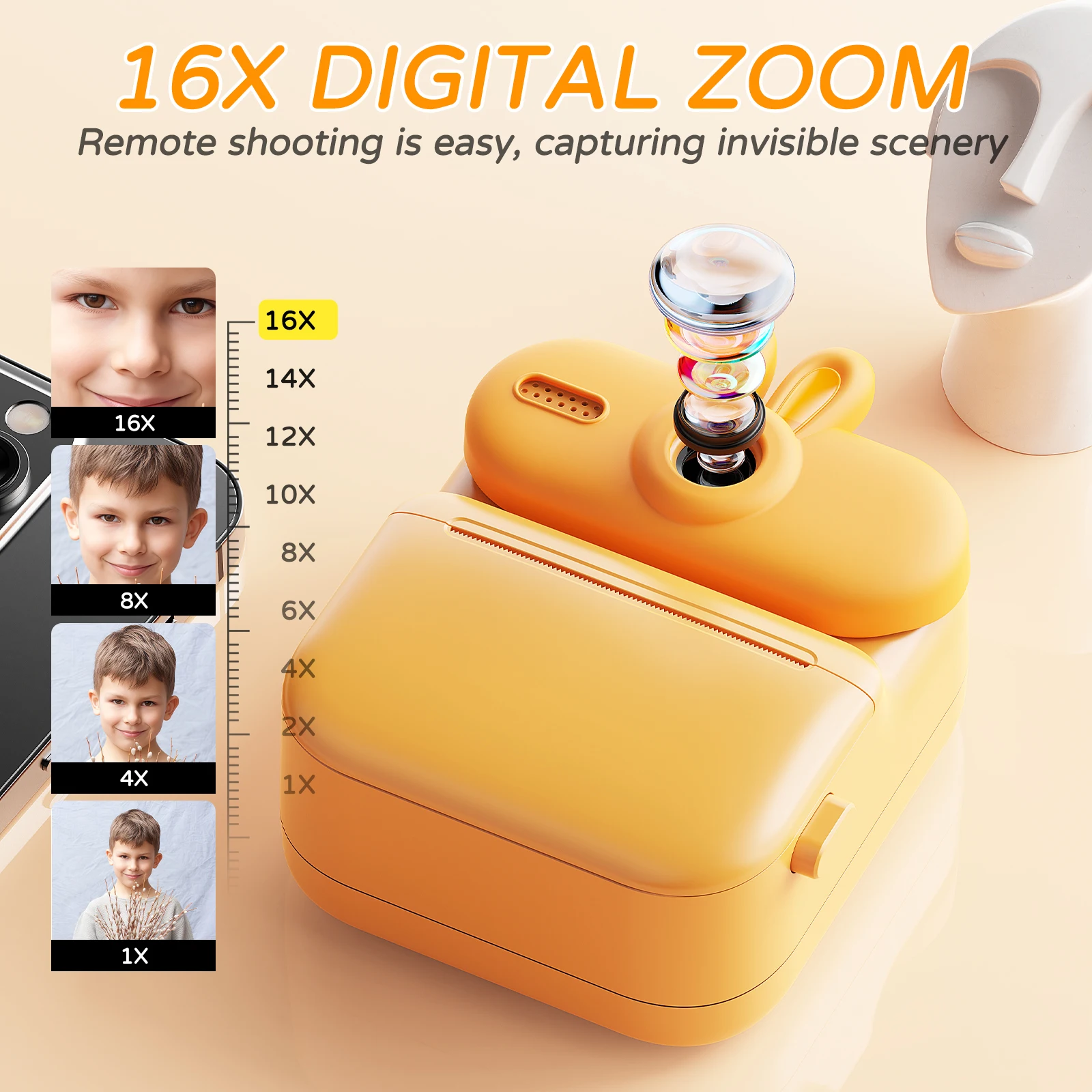 Kindercamera Instant Print 16x Kat Ontwerp 1080 HD Digitale Camera Konijn Speelgoed Vorm Kerst Verjaardagscadeau voor kinderen van 3-12 jaar
