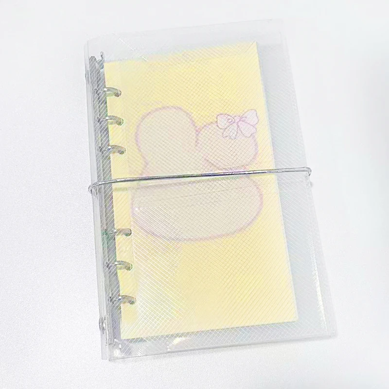 Cuaderno de Hojas Sueltas de PVC Transparente A6, con Tres Pliegues Diagonales, 60 Hojas, Recargable, Agenda Portátil, Suministros de Oficina