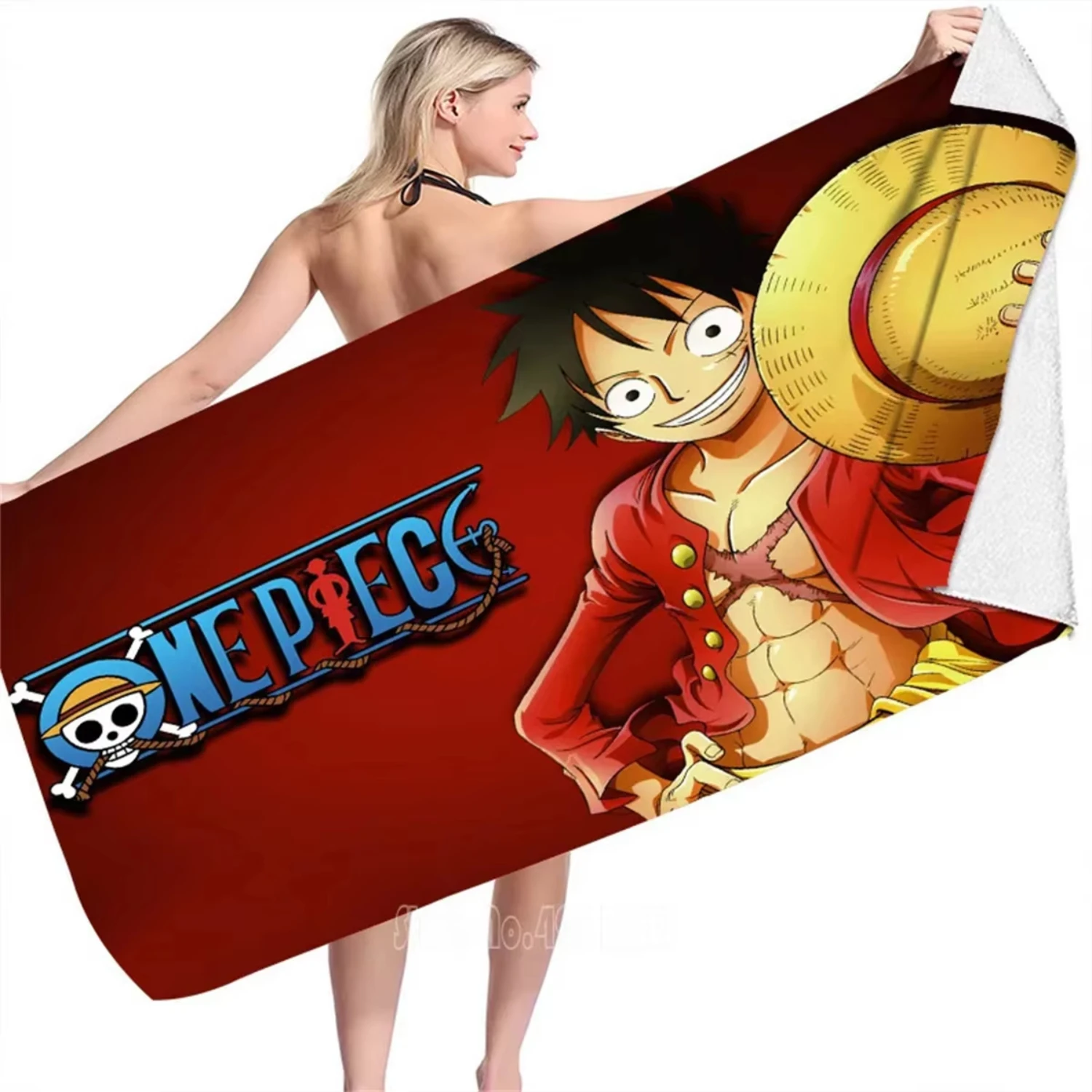 Toalla de Playa de One Piece Monkey D. Luffy, Edición Limitada Exclusiva para Fanáticos del Anime, Toalla de Baño con Temática Pirata