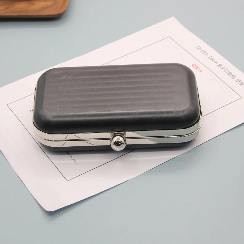 1 Set 18X10 CM DIY Handbag Obag Accessories Silver Gold  Plastic Black Shell China Factory Supply Metal Box Clutch Purse Frame