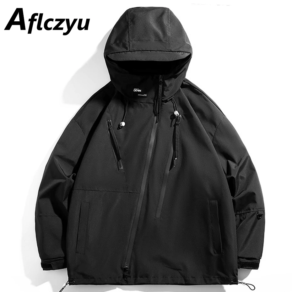 

Black Windbreaker Jacket Men Camping Jacket Coats Fashion Casual Waterproof Jackets Coats Male Solid Color Windbreaker Outerwear