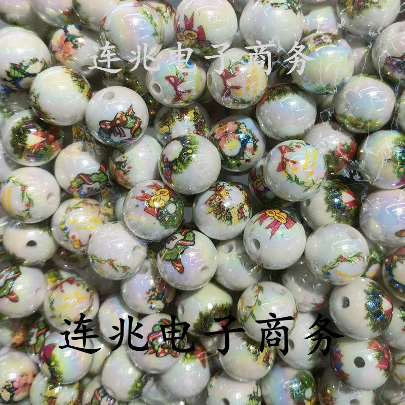 5pcs cartoon anime acrylic beads white background printed beads for diy jewelry making bracelets materials