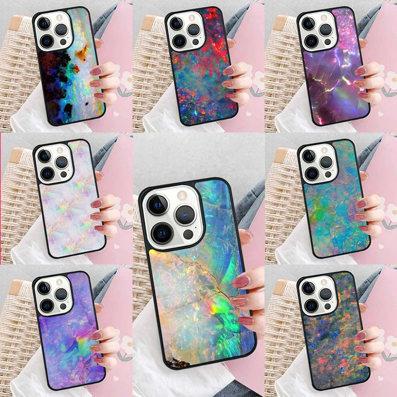 Opal Stone Iridescent Phone Case Cover for iPhone 16 Promax 15 Pro 13 14 Plus 11 12 Mini XR XS MAX Coque