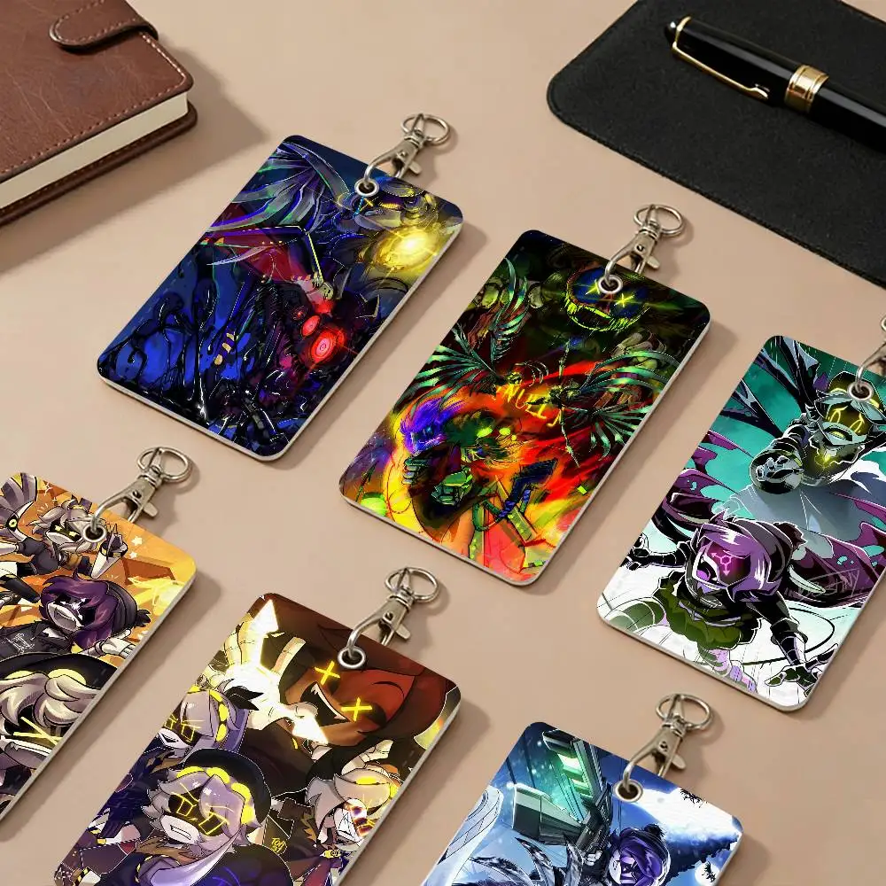 M-Murder Cartoon D-Drones PU Leather Card Holders Anti-lost Student ID Protective Cover Cases Campus Access Cards Key Chain