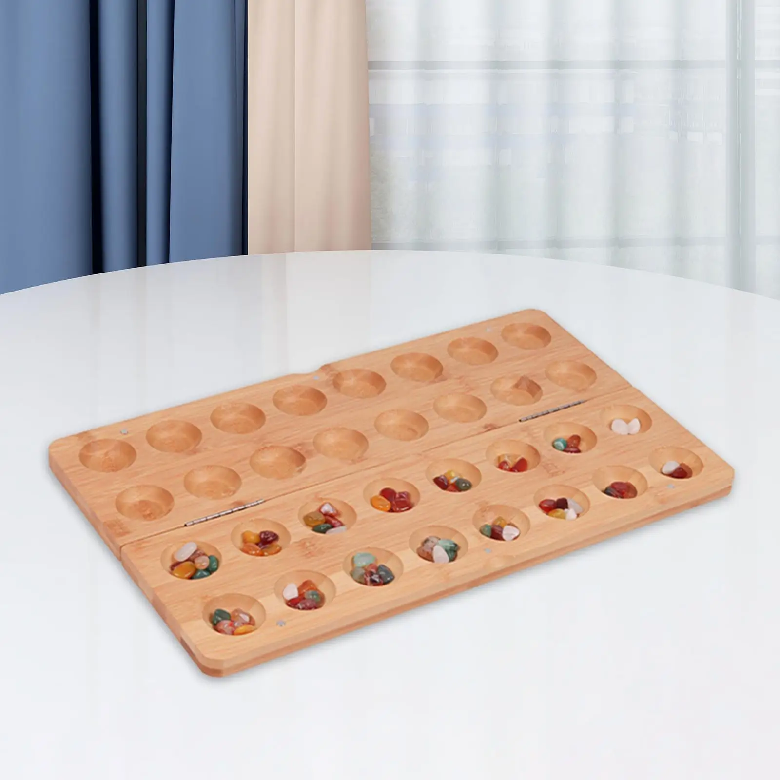 Mancala-Brettspiel für 2- Spieler, Partygeschenke, Reisen, 65 farbige Steine