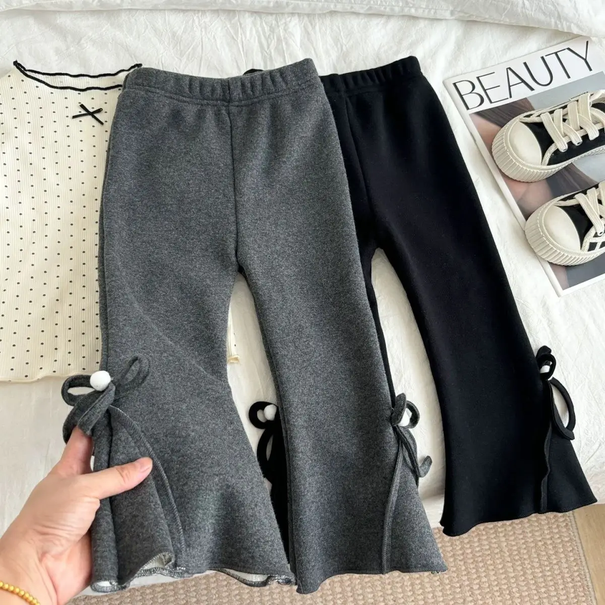 Girls Velvet Pants Autumn and Winter Fashion Childrens Thick Flared Pants Girls Treasure