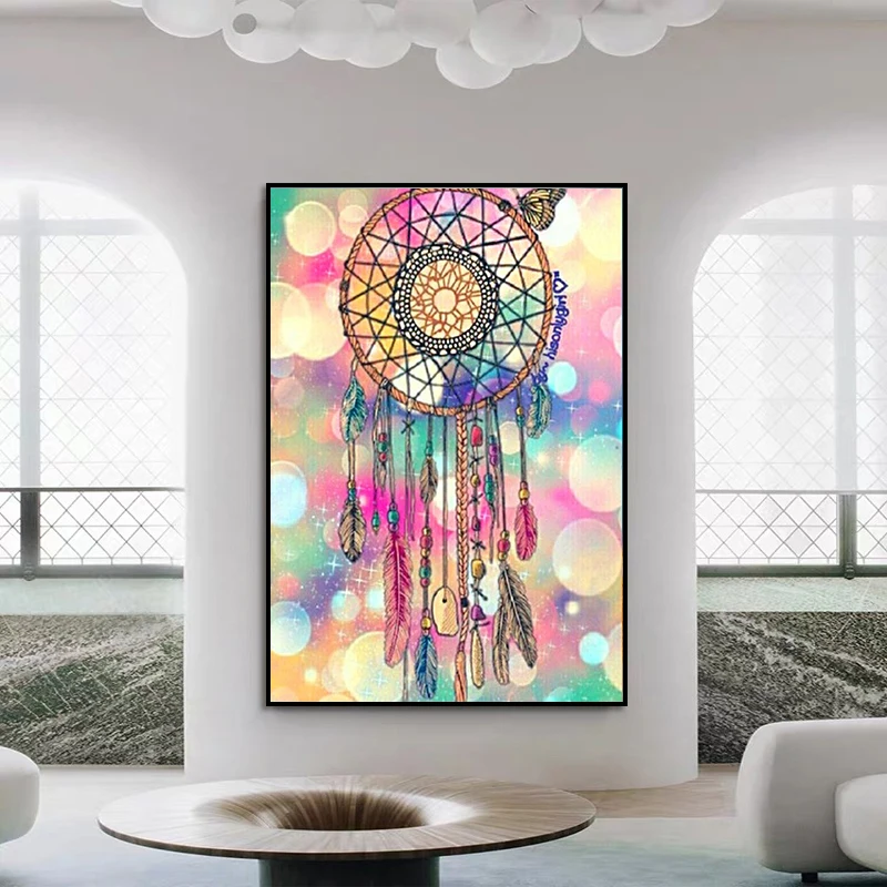 5D DIY full square diamond painting dream wind chime dream catcher home decoration rhinestone embroidery mosaic Wall Art Gift