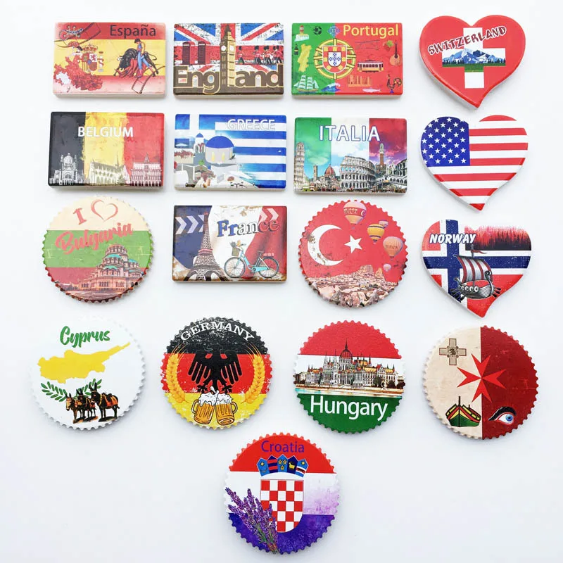 Refrigerator Magnet France Italy Germany Flag Refrigerator Magnetic Sticker Souvenir Home Decor Britain Fridge Magnet Kids Gifts