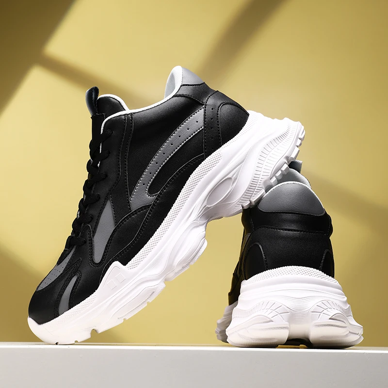 Alta qualidade elegante altura aumentando sapatos esportivos casuais sola grossa cor combinando perfurado respirável confortável