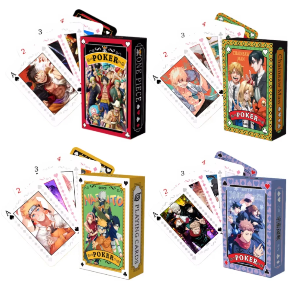 Original NARUTO HD Colorful Playing Cards Popular ONE PIECE Party Games Jujutsu Kaisen Cartoon Printing Anime Cards Kids Toys