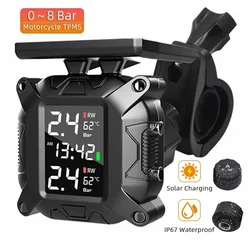 Sensores de presión de neumáticos de motocicleta TPMS con carga Solar, sistema de monitoreo de presión de neumáticos de motocicleta, sistema de alarma de temperatura de neumáticos