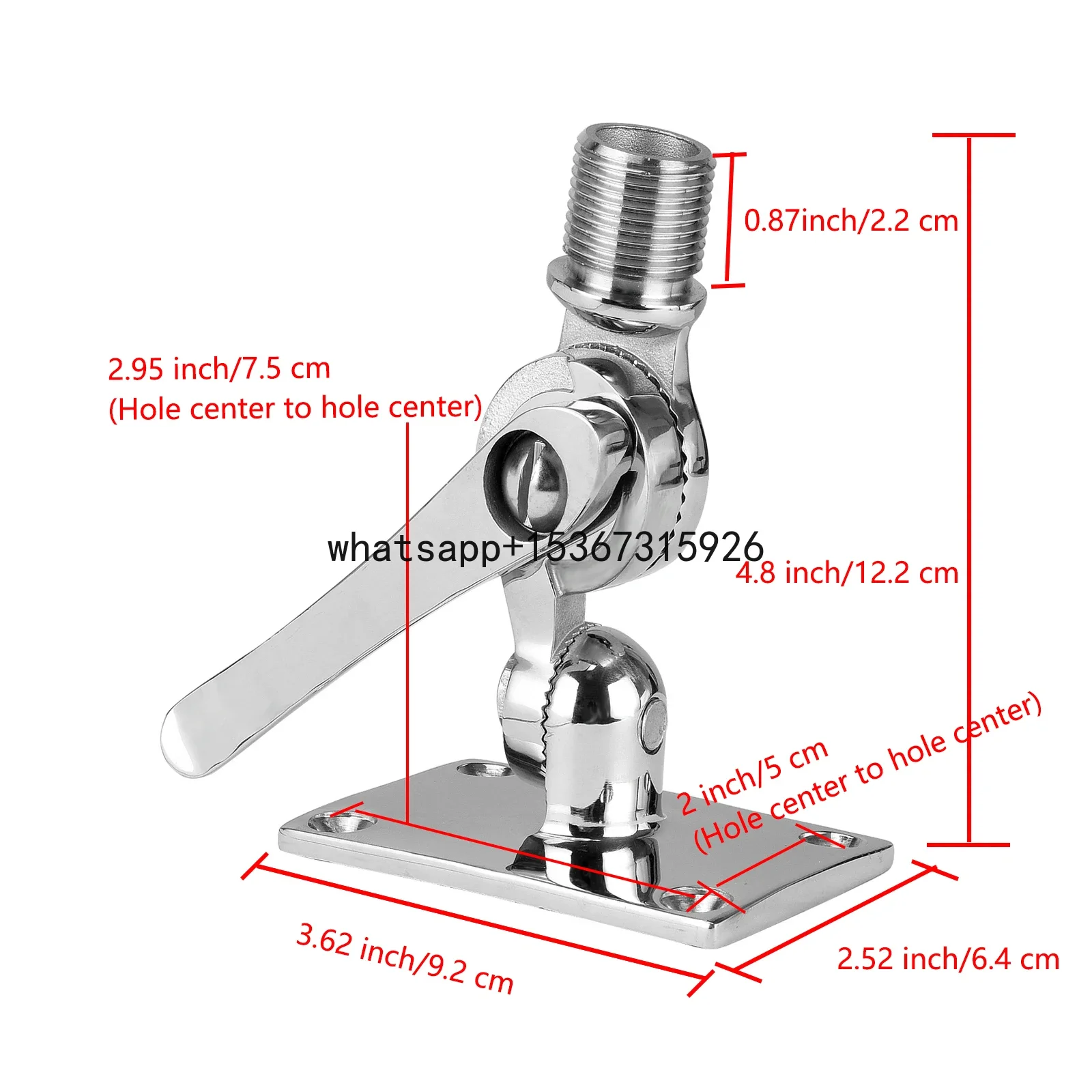 316 Stainless Steel Marine VHF Antenna Mounts (2 Pieces), Adjustable Base VHF Antenna Mount for Boat