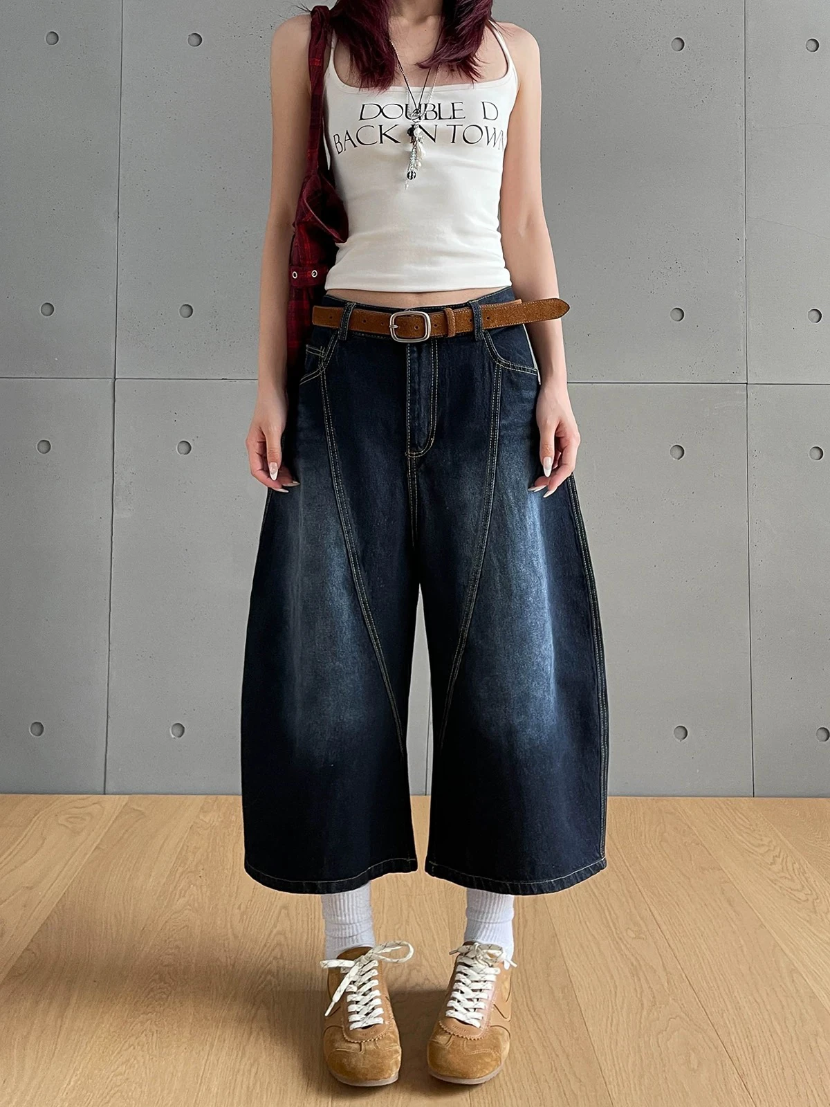 بنطلون جينز صيفي أمريكي عالي الذكاء للرجال واسع الساقين بتصميم سكين إيدج بطول سبع أقدام مطرز ومصمم خصيصًا