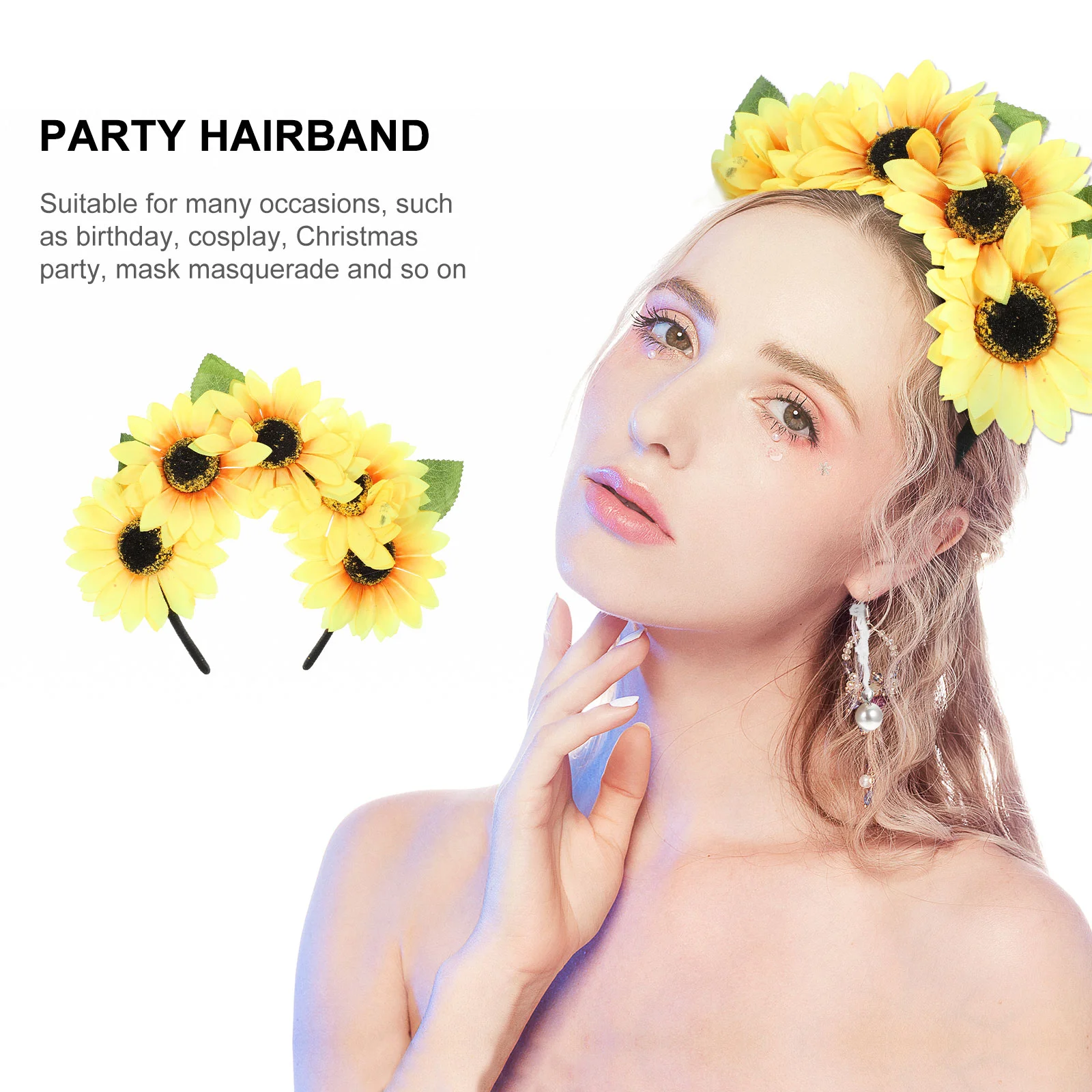 Sun Flower Headband Hair Sunflower Cintillo Accessories Pins Girls Decorative Headdress Party Hairband image 2